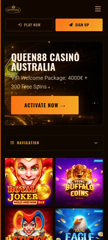 Queen88 Casino mobile platform with AUD banking and casino access